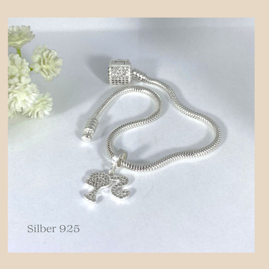 Silber 925 Barbie Doll charm bead für pandora, echtes Silber