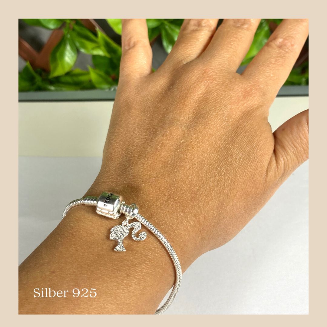 Silber 925 Barbie Doll charm bead für pandora, echtes Silber