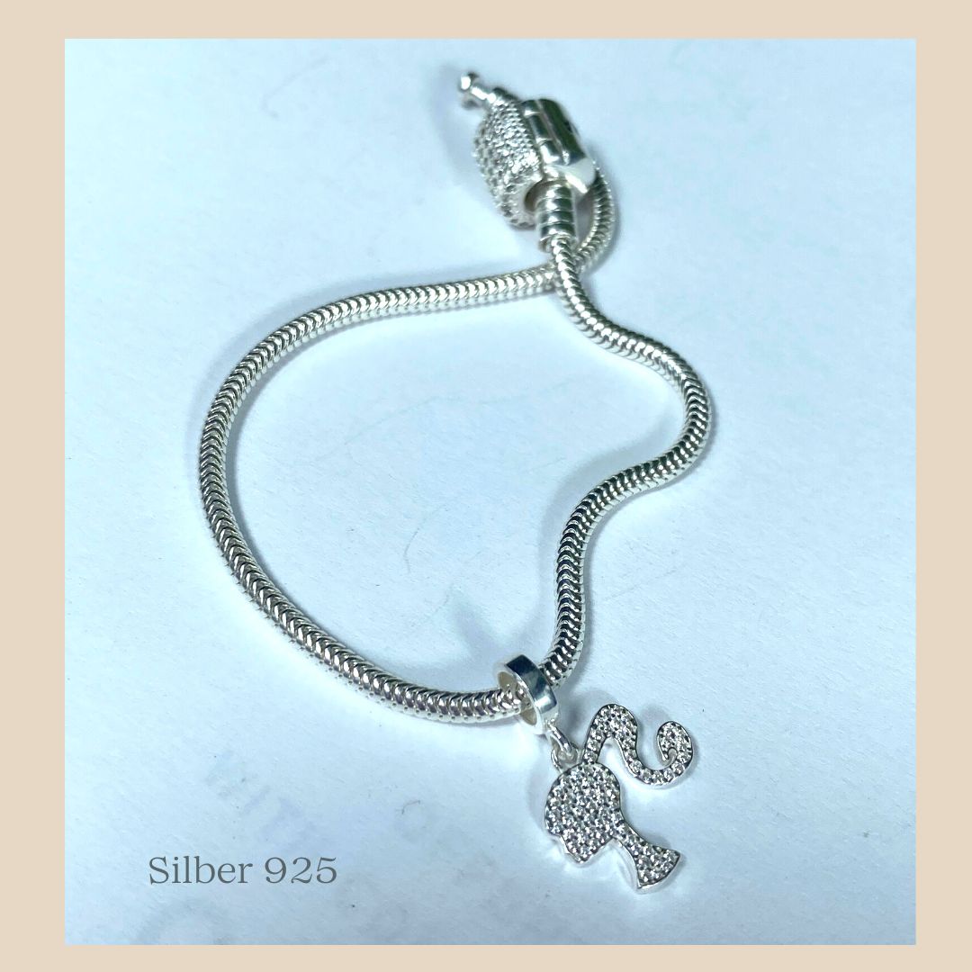 Silber 925 Barbie Doll charm bead für pandora, echtes Silber