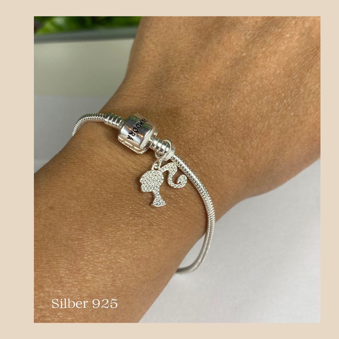 Silber 925 Barbie Doll charm bead für pandora, echtes Silber
