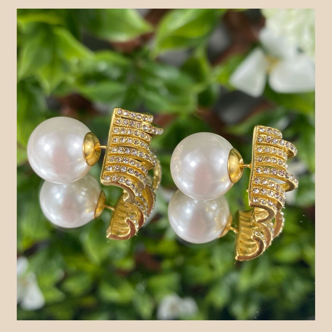 Damen Ohrring Gold Vergoldet mit Perle,schick Occasion Jewelery