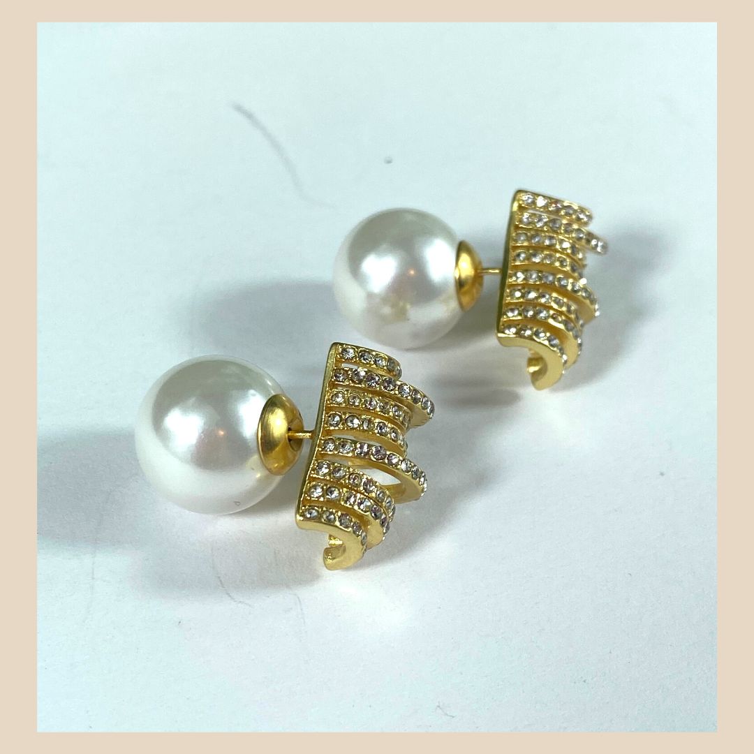 Damen Ohrring Gold Vergoldet mit Perle,schick Occasion Jewelery