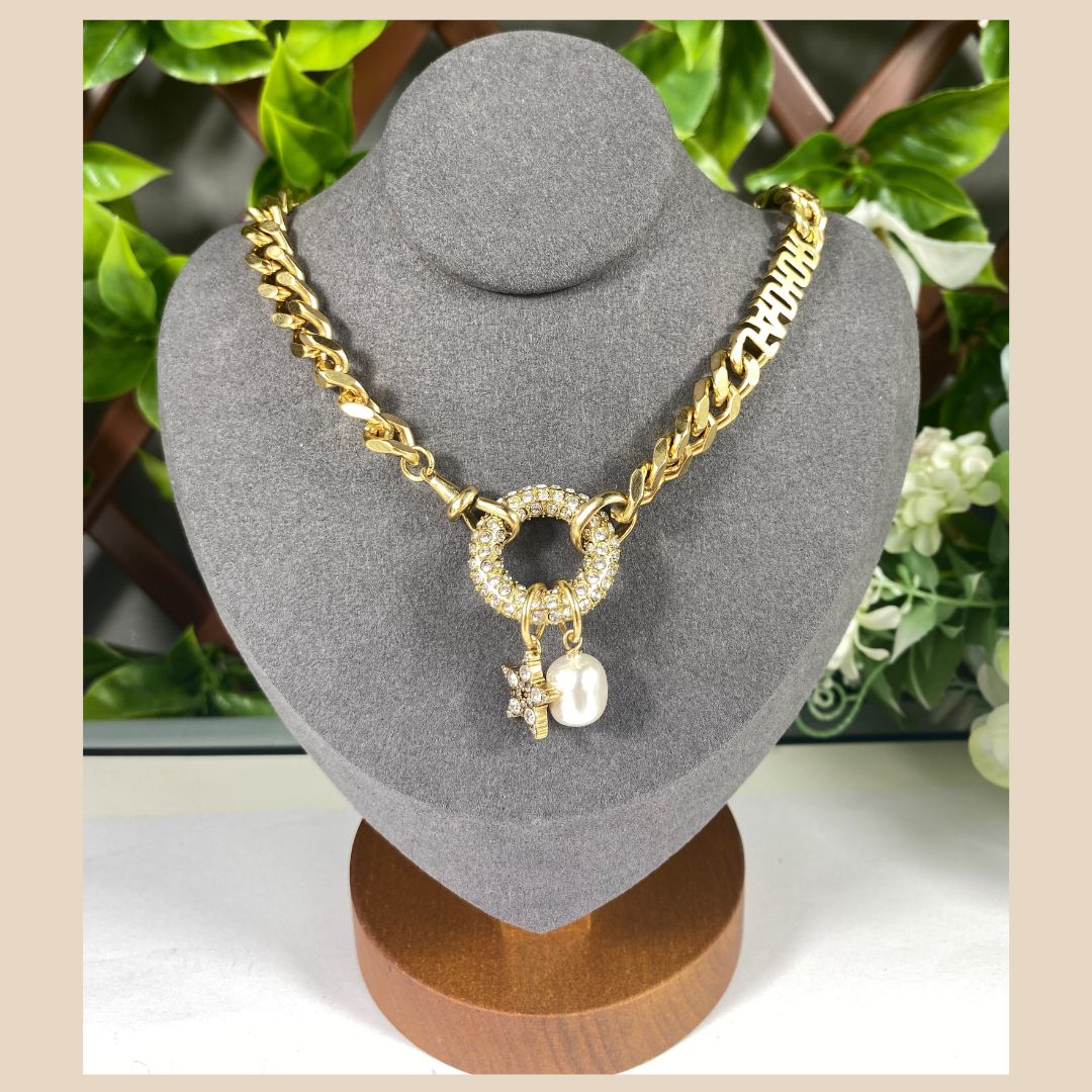 Damenkette Gold vergoldete Halskette Choker 19cm