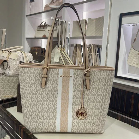 Michael Kors Travel Medium Signature Striped Carryall Handbag Original