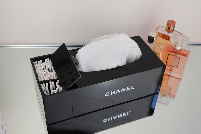 XXL Chanel Tissue Holder 2 Fächer Makeup Organizer Box Vip Gift