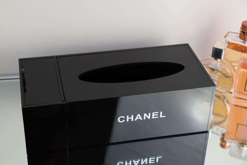 XXL Chanel Tissue Holder 2 Fächer Makeup Organizer Box Vip Gift