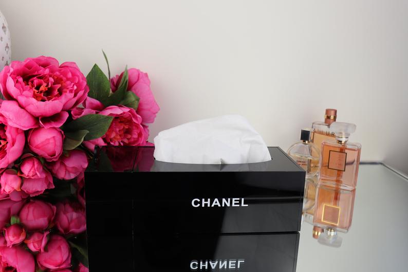 XXL Chanel Tissue Holder 2 Fächer Makeup Organizer Box Vip Gift