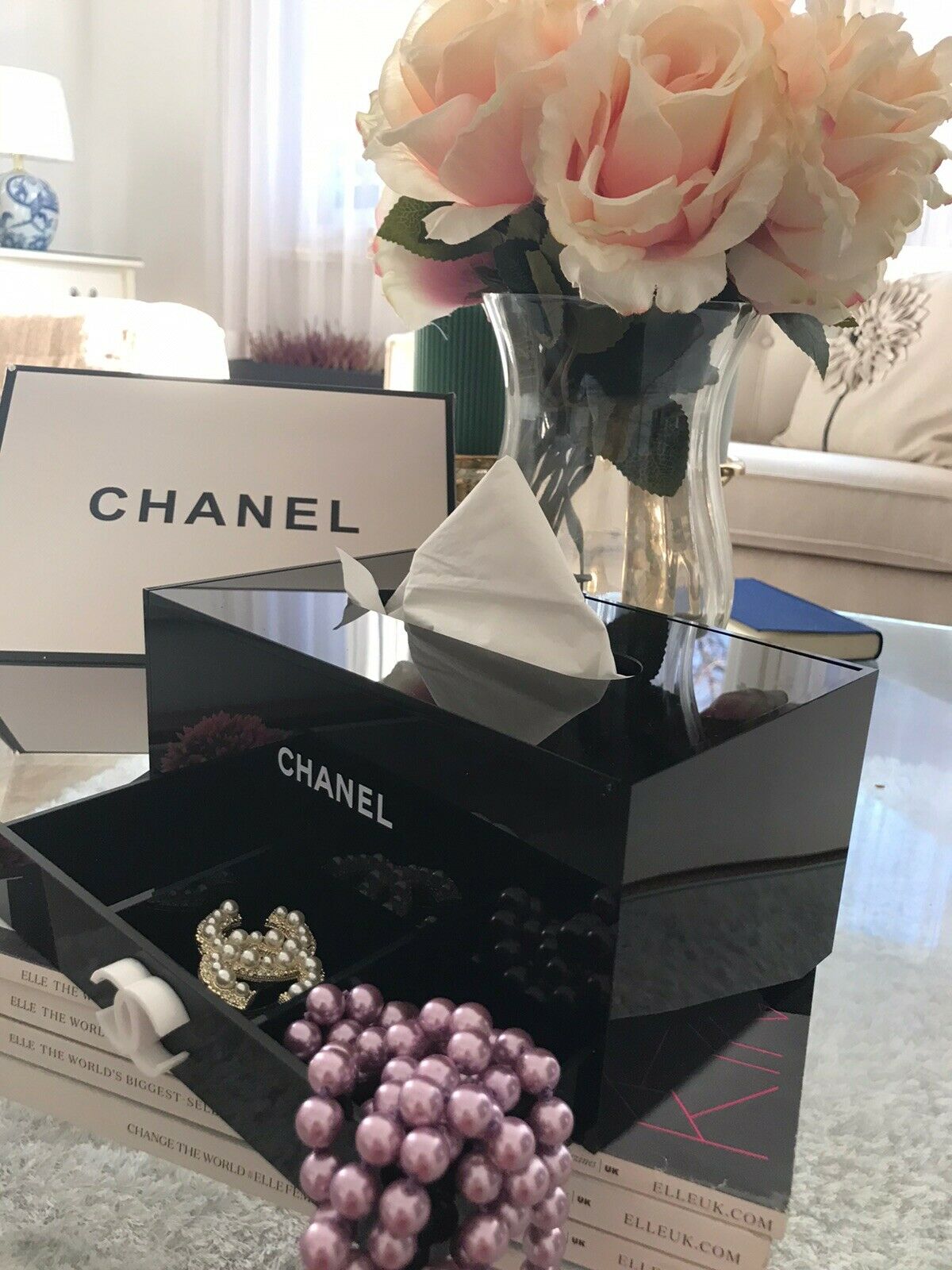Chanel@ make up organizer acryl Taschentuchhalter, Jewellery Box Vip gift