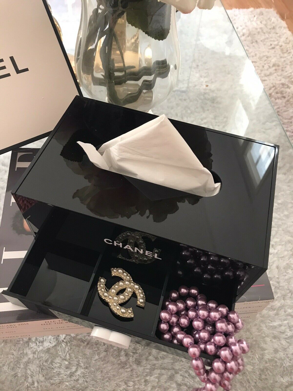 Chanel@ make up organizer acryl Taschentuchhalter, Jewellery Box Vip gift