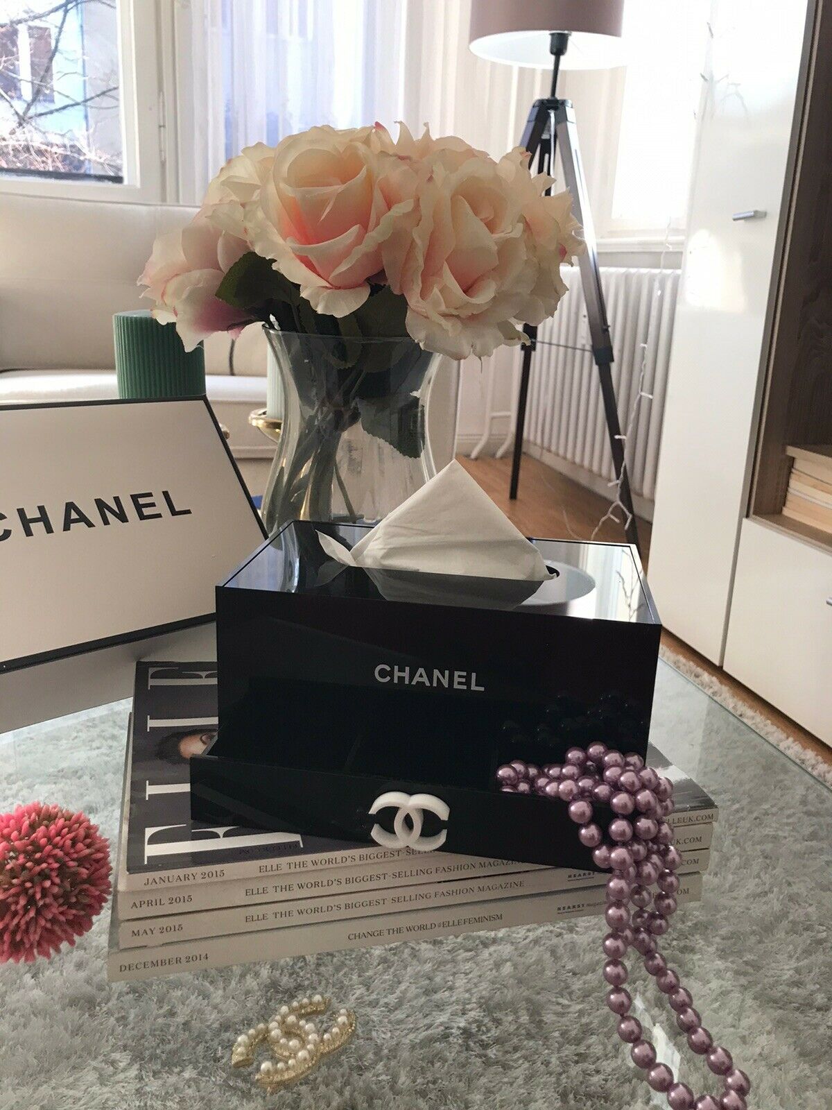 Chanel@ make up organizer acryl Taschentuchhalter, Jewellery Box Vip gift