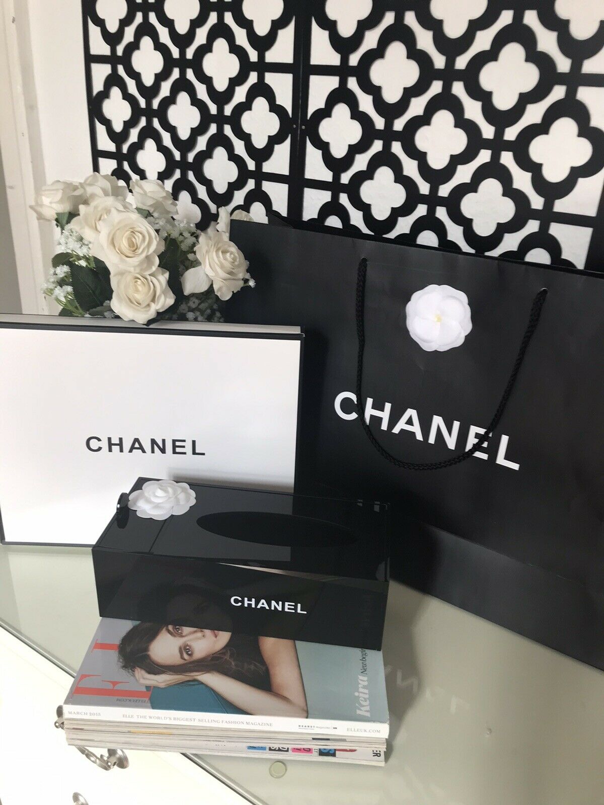 XXL Chanel Tissue Holder 2 Fächer Makeup Organizer Box Vip Gift