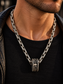 Luxury Silver-Tone Chain Necklace with Decorative Engraved Links & Statement Clasp – Men's Designer Style Jewellery