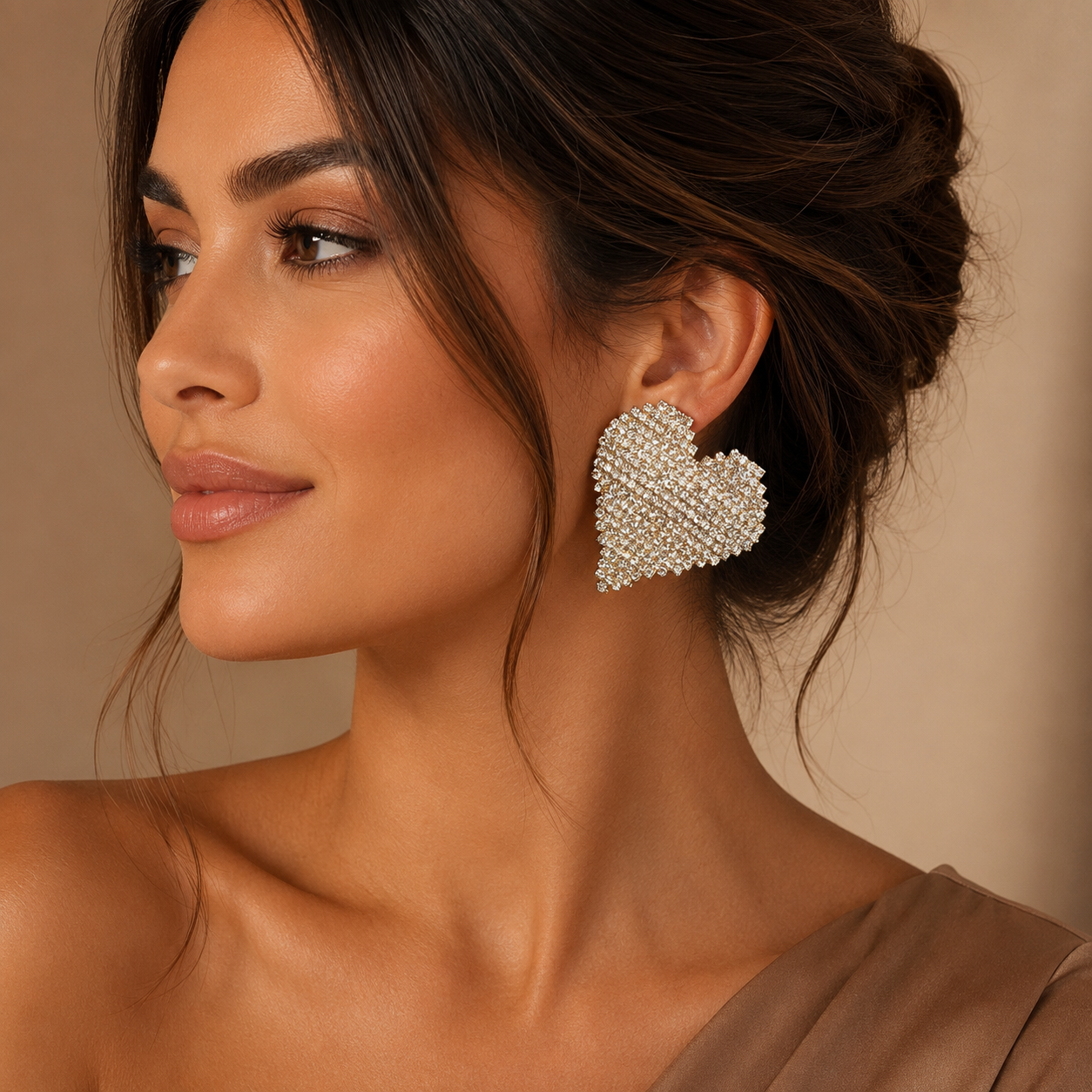 Luxury 18K Gold-Plated Zirconia Heart Earrings for Women – Elegant Statement Crystal Jewelry