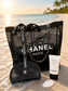 CC Luxury Mesh Tote Bag for Women – Designer Beach Shoulder Bag 2 Pieces
