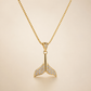 18K Gold-Plated Whale Tail Necklace with Zirconia – Elegant Ocean-Inspired Pen