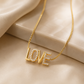 18K Gold-Plated LOVE Necklace – Elegant Crystal Letter Pendant for Women