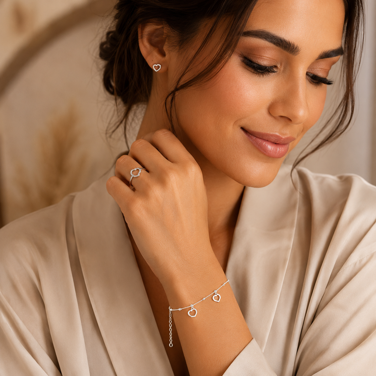 New 925 Sterling Silver Women's Bracelet – Luxury Genuine Silver Heart Charm Bracelet | Elegant Fine Jewelry