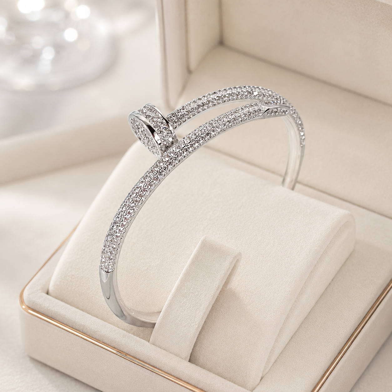 925 Sterling Silver Nail Bracelet for Women – Elegant Open Cuff Bangle | Luxury Minimalist Jewelry