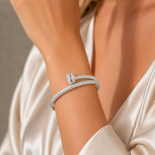 925 Sterling Silver Nail Bracelet for Women – Elegant Open Cuff Bangle | Luxury Minimalist Jewelry