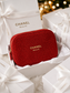 Chanel  Luxury Red Glitter Makeup & Cosmetic Bag