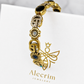 Luxury Antique Gold Floral Bracelet for Women – Vintage Black Stone & Crystal Statement Bracelet | Elegant Fashion Jewelry