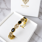 Luxury Antique Gold Floral Bracelet for Women – Vintage Black Stone & Crystal Statement Bracelet | Elegant Fashion Jewelry