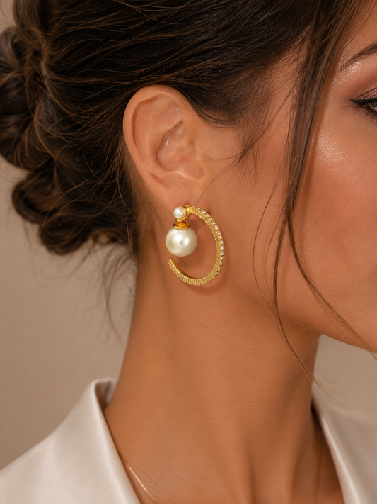Women's 18K Gold-Plated Pearl Earrings – Elegant & Chic Jewelry for Special Occasions