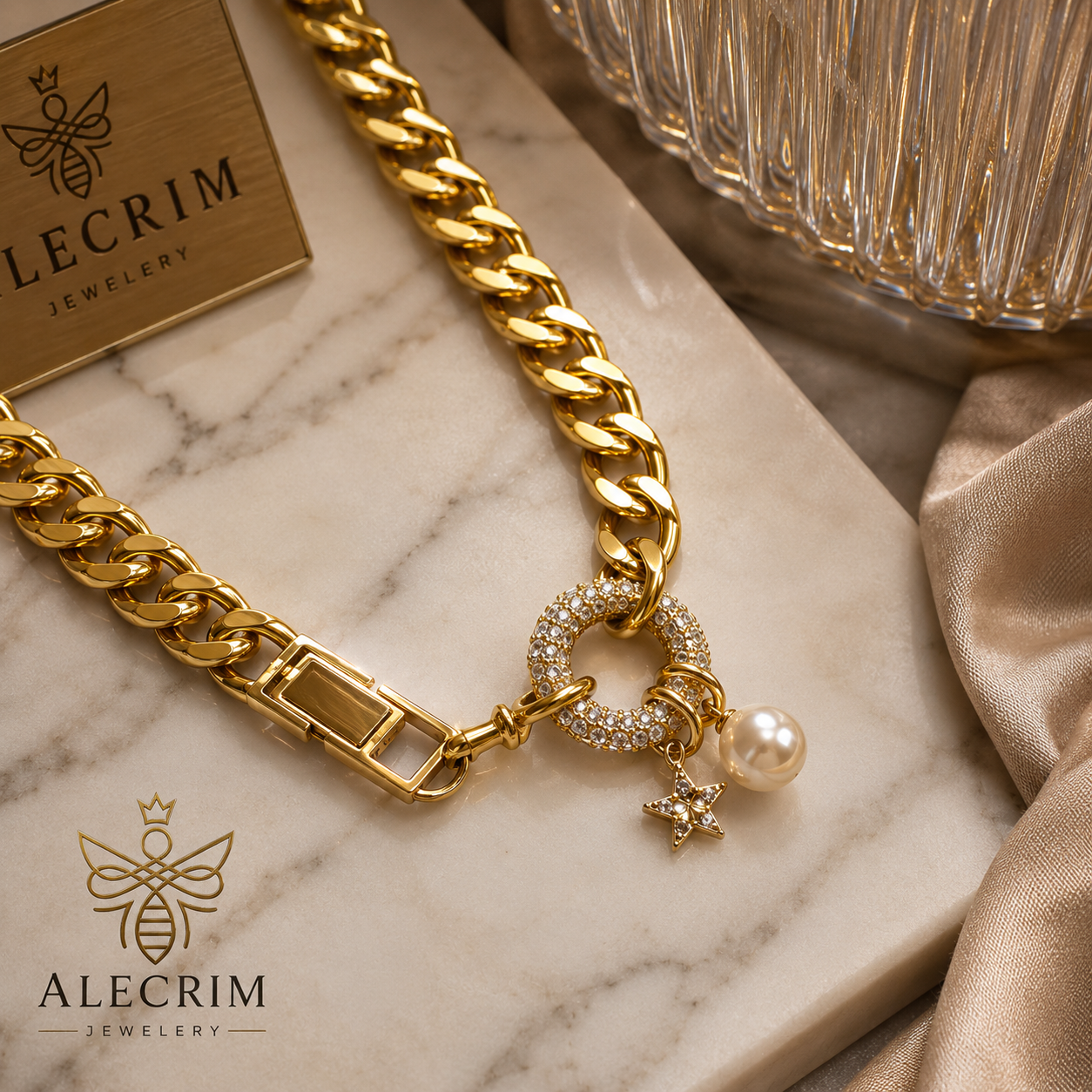 Women's Old Gold-Plated Choker Necklace – Elegant 19cm Statement Chain
