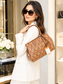 ✨ Trussardi Jeans Iris Medium Tote Bag – Brown Signature Ovali Print Faux Leather Handbag
