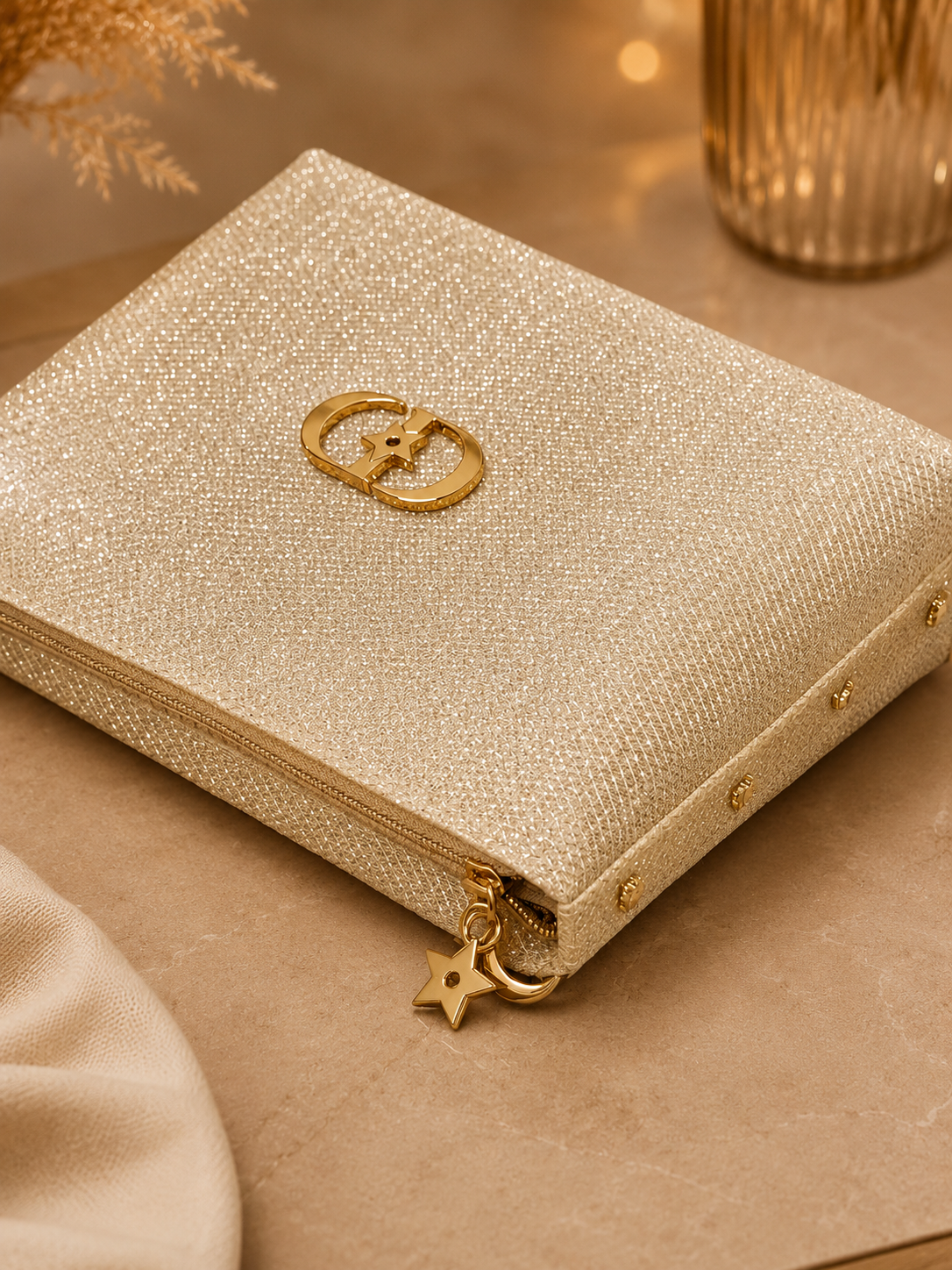 Dior Beauty 2026 Limited Edition Gold Mesh Cosmetic Bag – Luxury VIP Gift Pouch