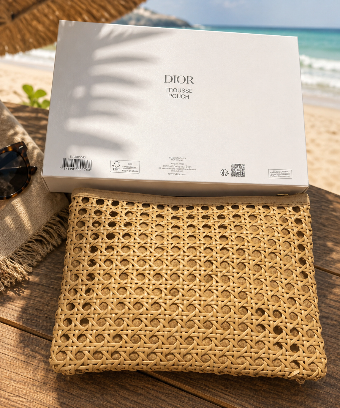 **Dior Woven Cosmetic Bag – Luxury Beige Beauty Pouch | Travel Makeup Case | Designer VIP gift