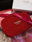 Chanel  Luxury Red Glitter Makeup & Cosmetic Bag