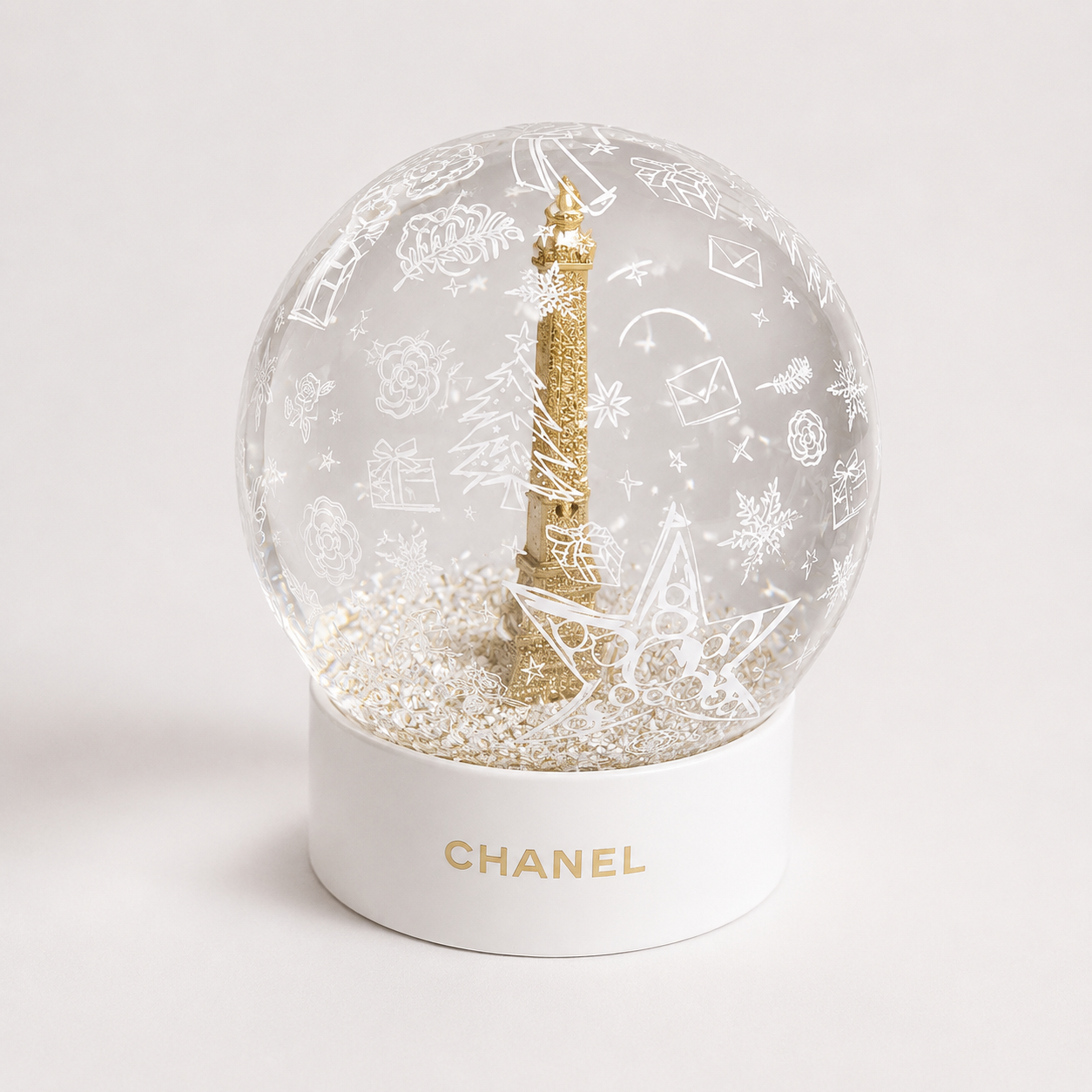 CHANEL Beauté Limited Edition Holiday Snow Globe – Exclusive Gold Tower Collectible