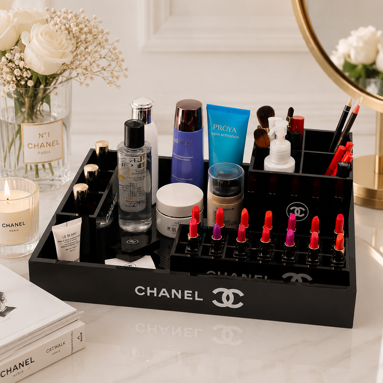 Chanel VIP Gift Serving & Makeup Tray – Luxury Cosmetic Organizer for Vanity and Beauty Essentials