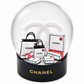 Chanel Double C Winter Snow Globe – Luxury Decorative Collectible Featuring Miniature Shopping Bags