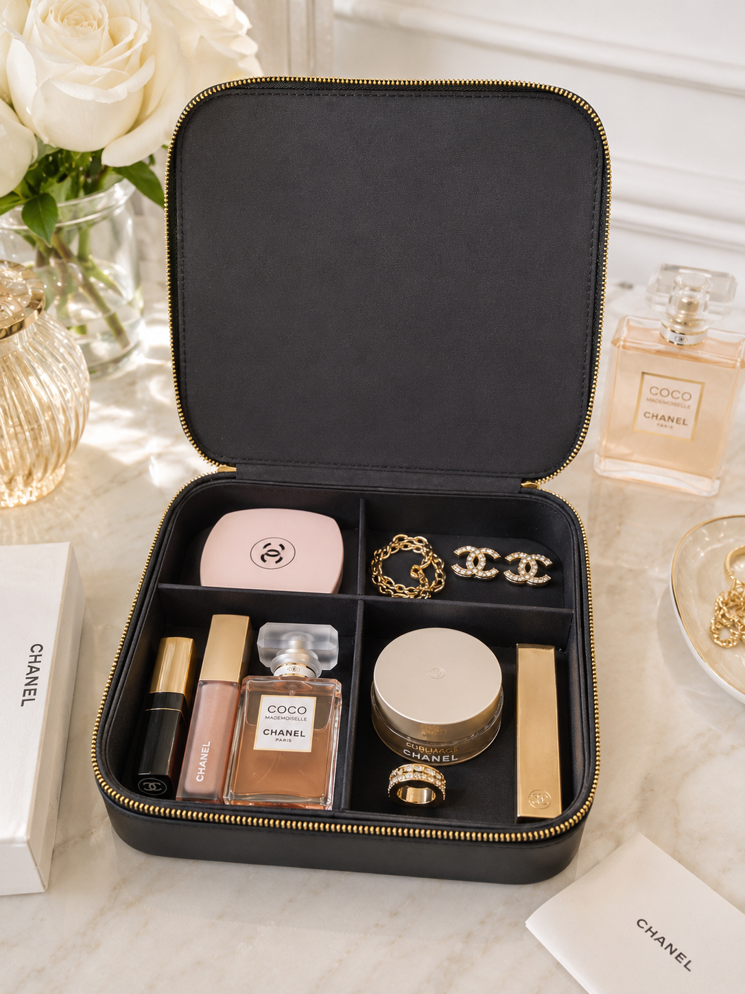 Chanel Beauté Luxury Leather Jewelry & Cosmetic Case – Rare Collector's Edition
