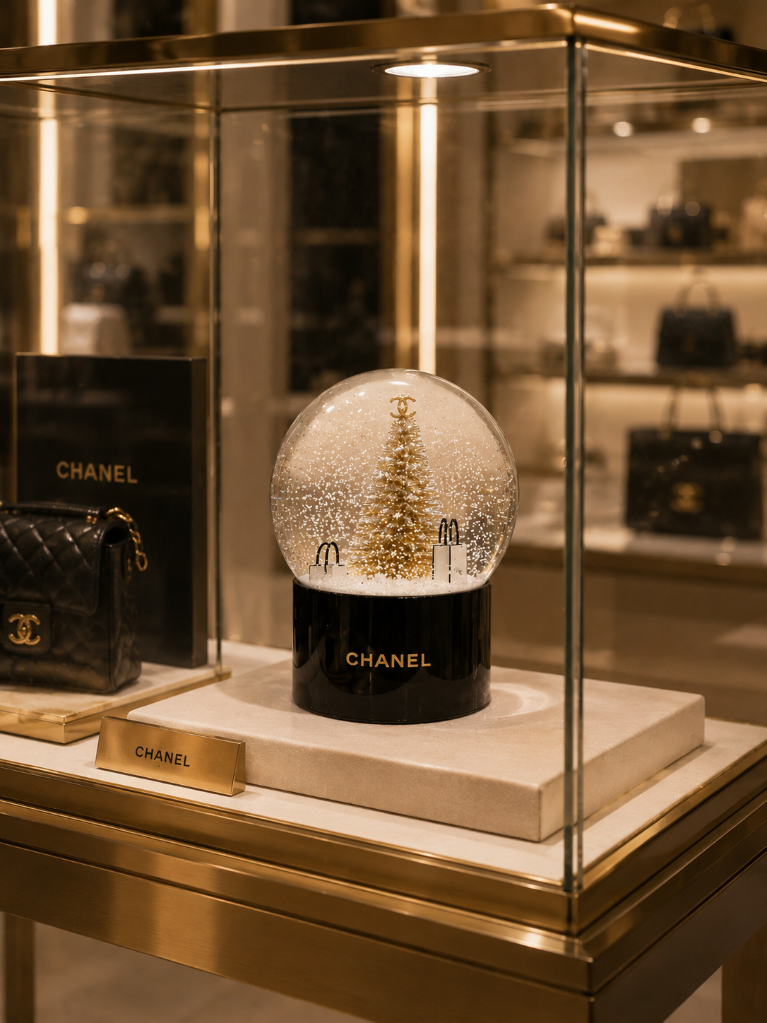 CC Christmas Tree Black Snow Globe