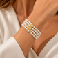Elegant Four-Row Pearl Bracelet – Gold Tone Adjustable Bracelet, Lightweight Pearls, 19cm, Classic Women's Jewellery