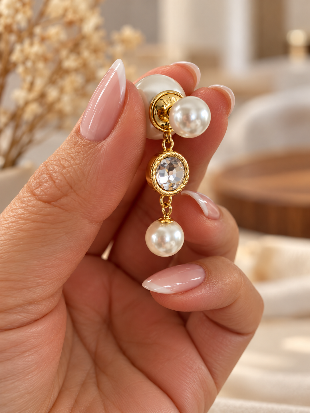 Elegant Pearl Front & Back Earrings – Gold Tone Crystal Drop Earrings, Double Pearl Statement Jewellery, Vintage Inspired Bridal Earrings