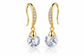 Elegant Gold Tone Drop Earrings with Clear Cubic Zirconia – Sparkling Round Crystal Dangle Earrings, Women's Jewellery, Gift for Her