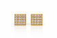 Gold Plated Square Stud Earrings – Sparkling Clear Pavé Crystal Earrings, Elegant Geometric Jewellery, Gift for Her