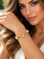 Luxury Gold-Tone Women's Bracelet with Sparkling Crystal Cube Charms – Elegant Fashion Jewelry
