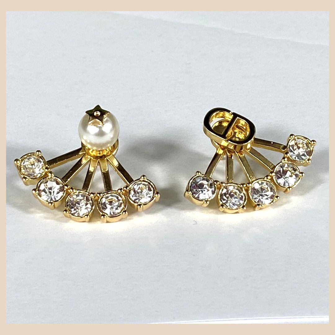 18k gold plated Earrings with Zirconia, Perl Chic Occasion jewellery