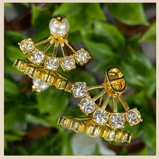 18k gold plated Earrings with Zirconia, Perl Chic Occasion jewellery