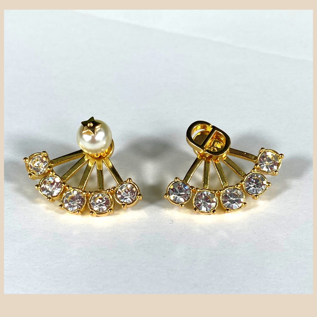 18k gold plated Earrings with Zirconia, Perl Chic Occasion jewellery