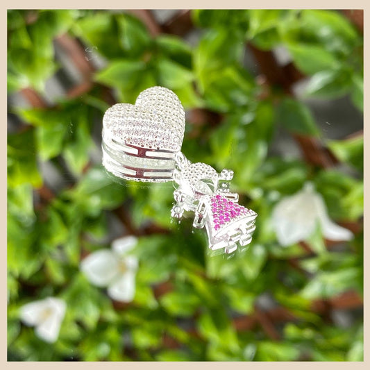 Girl Heart Pendant, Real Silver with zirkonia stones