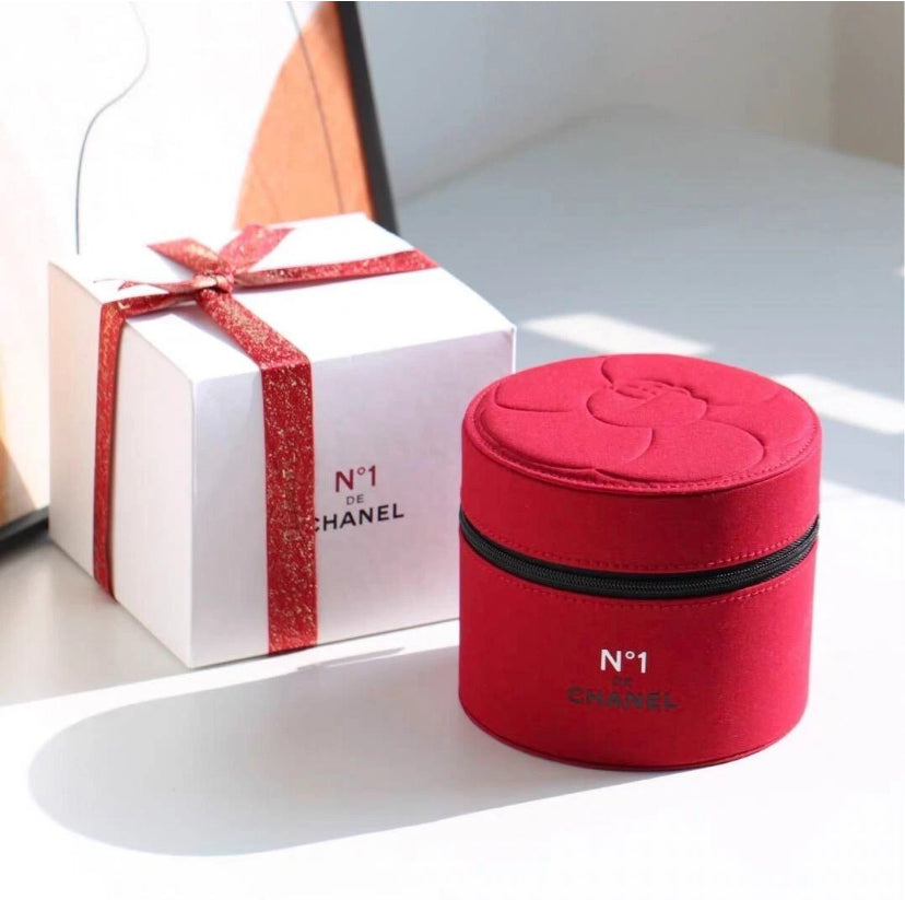 Chanel BEAUTÉ Jewellery Red Flowe Box, Travel Bag, Makeup Bag