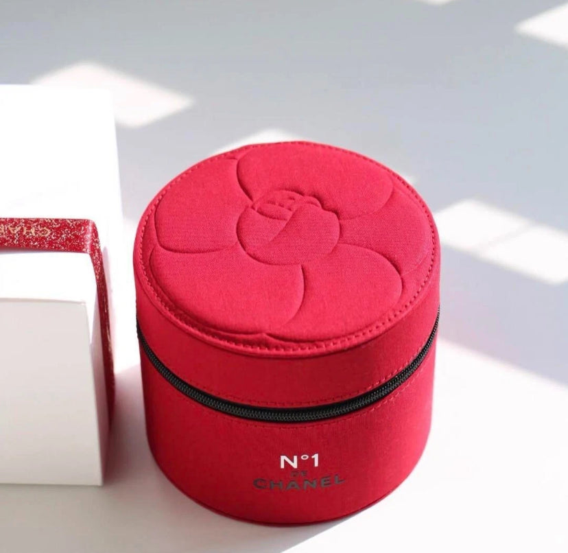 Chanel BEAUTÉ Jewellery Red Flowe Box, Travel Bag, Makeup Bag
