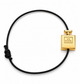 Chanel N°5 Inspired Black Cord Bracelet with Gold Tone Perfume Bottle Charm – Adjustable Minimalist Bracelet, Elegant Women's Jewellery Gift