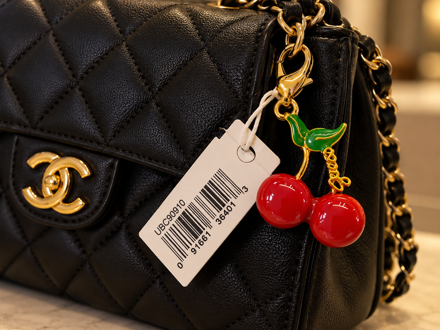 GUESS – Luxury Cherry Charm Keychain for Keys & Handbags